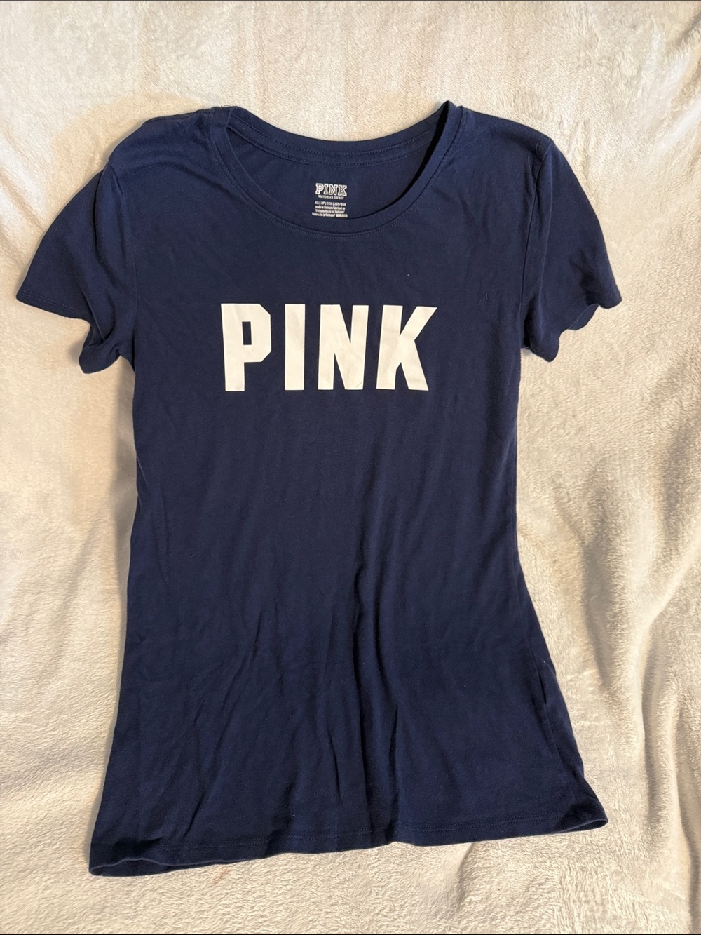 PINK Victoria's Secret Navy Tee with White Logo
